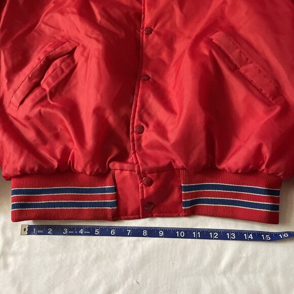 Rockabilly Windbreaker Snap Jacket Size L Men USA 1980s Warm Red Distressed - Picture 5 of 10
